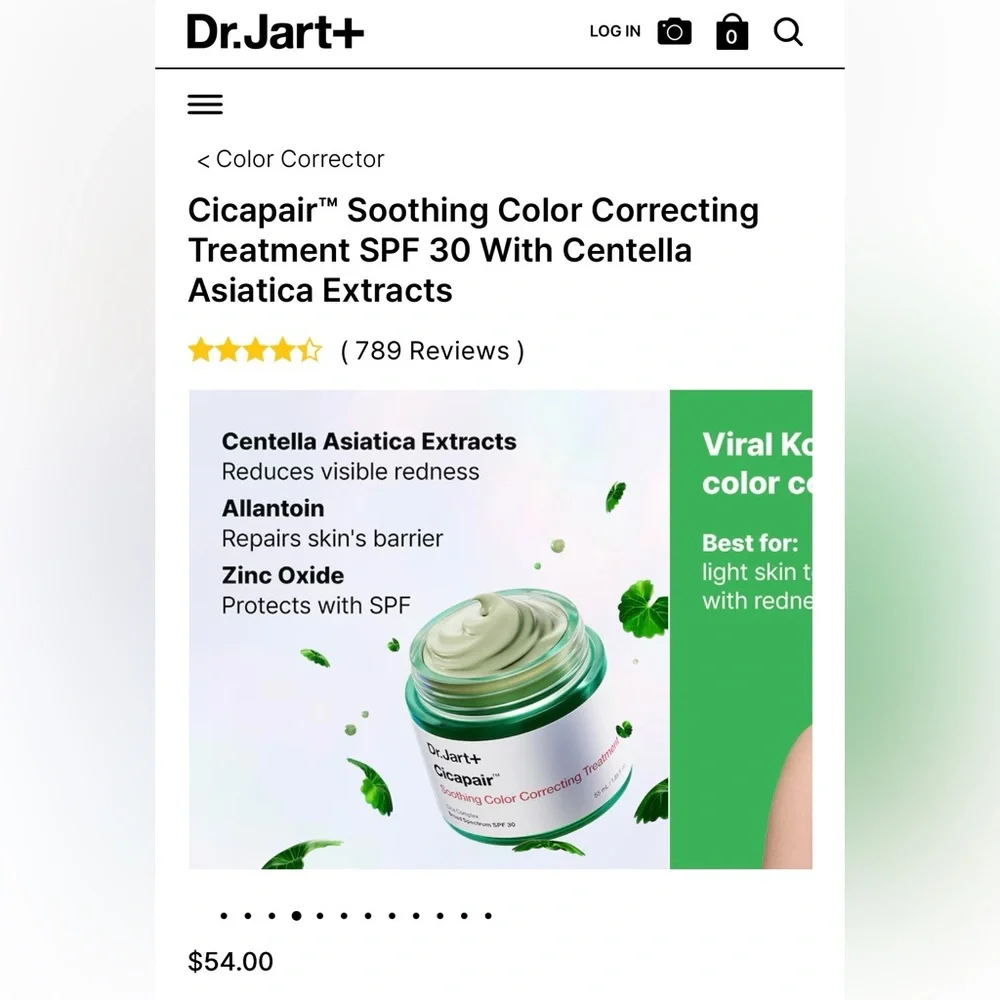 Dr.Jart+ Cicapair Tiger Grass Color Correcting Treatment - Green and White